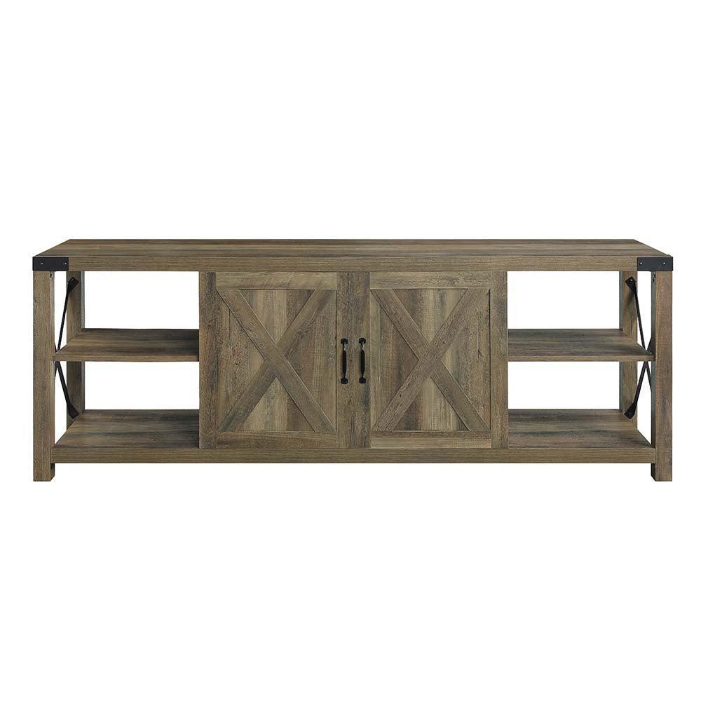 ACME Abiram TV Stand, Rustic Oak Finish FredCo