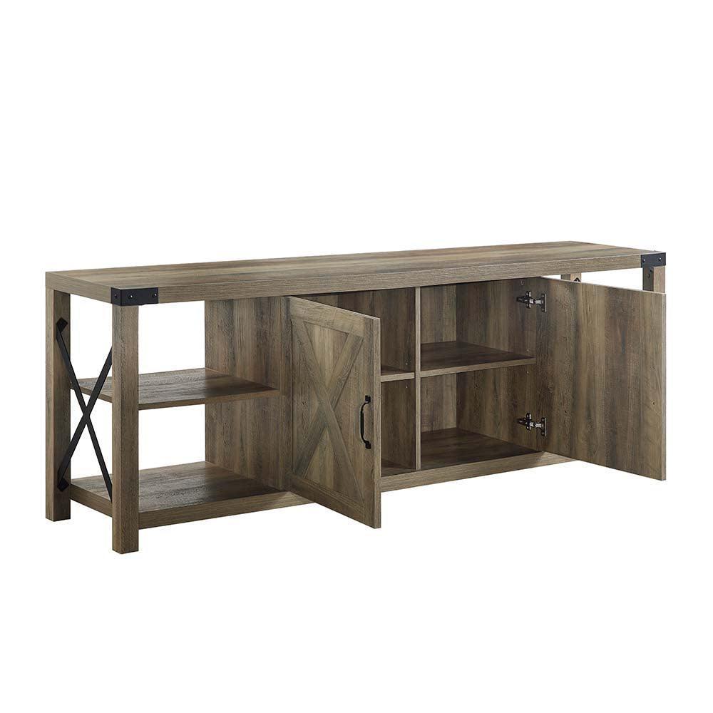 ACME Abiram TV Stand, Rustic Oak Finish FredCo