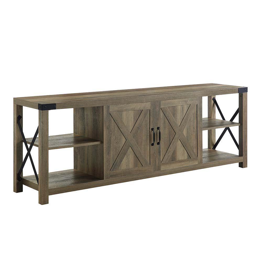 ACME Abiram TV Stand, Rustic Oak Finish FredCo