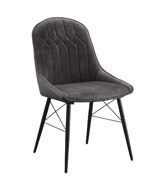 ACME Abraham Side Chair, Gray Fabric & Black Finish FredCo