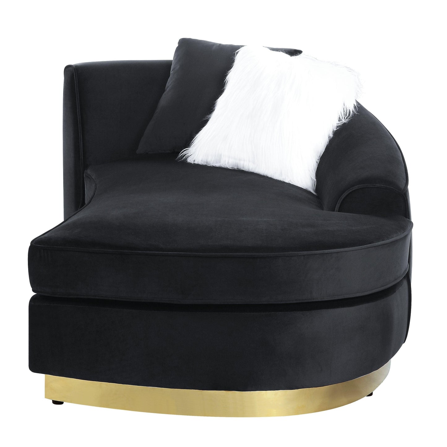 ACME Achelle Chaise w/2 Pillows, Black Velvet FredCo