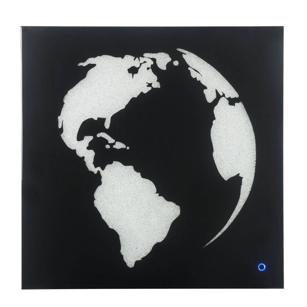 ACME Adamas Wall Art w/LED, Smoky Glass & Faux Crystal FredCo