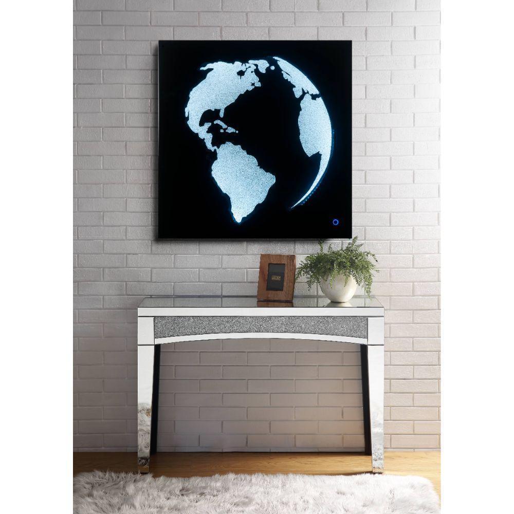 ACME Adamas Wall Art w/LED, Smoky Glass & Faux Crystal FredCo