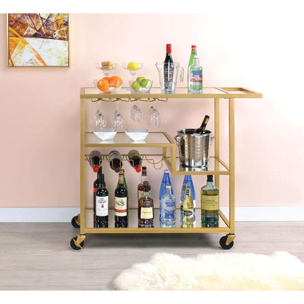 ACME Adamsen Serving Cart, Champagne & Mirror FredCo