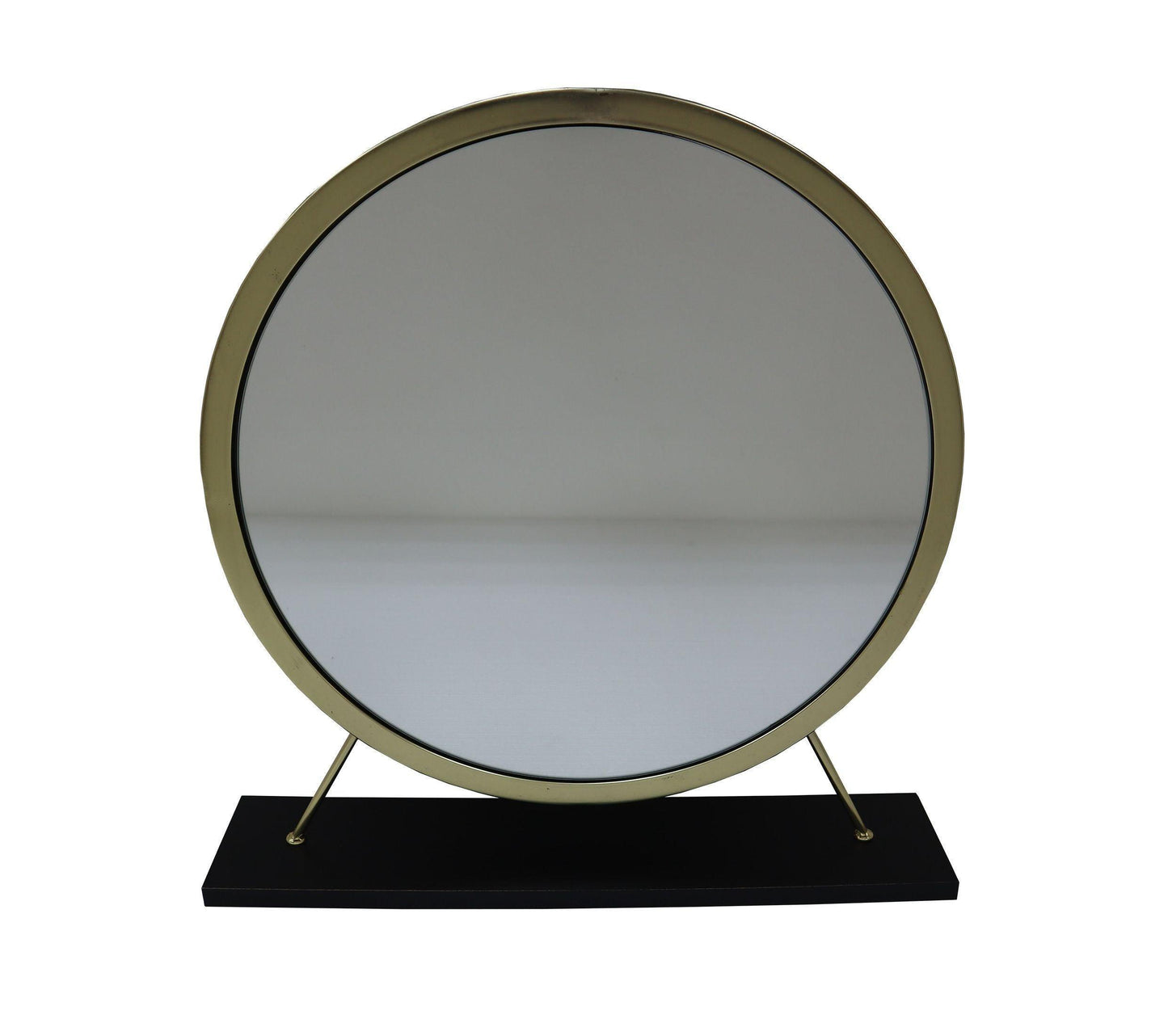ACME Adao Vanity Mirror & Stool, Faux Fur, Mirror, Black & Brass Finish FredCo