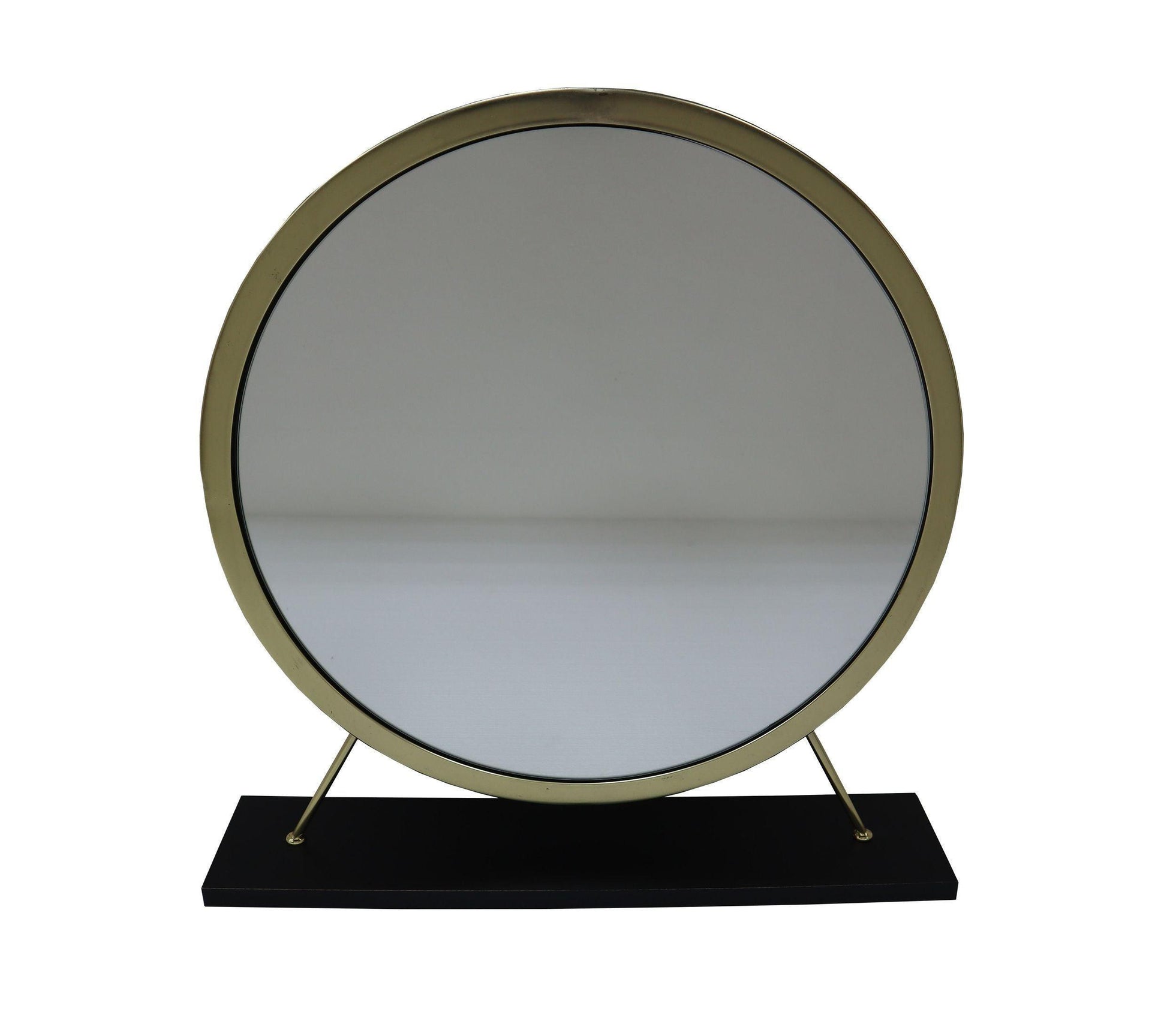 ACME Adao Vanity Mirror & Stool, Faux Fur, Mirror, Black & Brass Finish FredCo