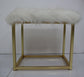 ACME Adao Vanity Mirror & Stool, Faux Fur, Mirror, Black & Brass Finish FredCo