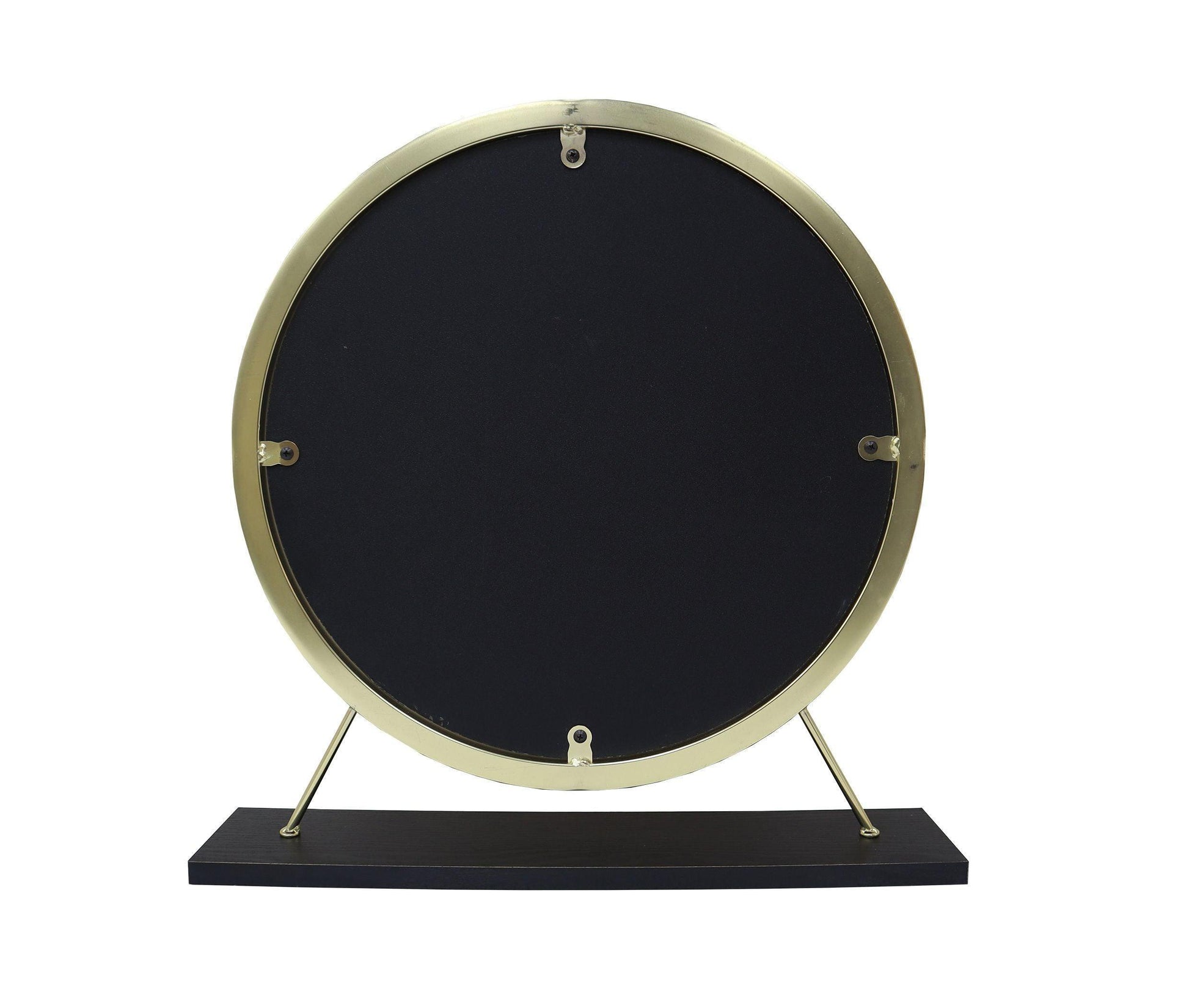 ACME Adao Vanity Mirror & Stool, Faux Fur, Mirror, Black & Brass Finish FredCo