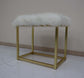 ACME Adao Vanity Mirror & Stool, Faux Fur, Mirror, Pink & Gold Finish FredCo