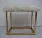 ACME Adao Vanity Mirror & Stool, Faux Fur, Mirror, White & Brass Finish FredCo