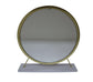 ACME Adao Vanity Mirror & Stool, Faux Fur, Mirror, White & Brass Finish FredCo