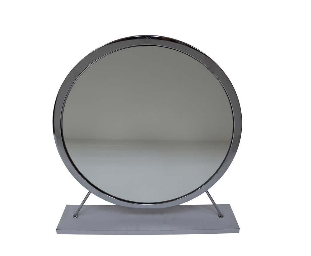 ACME Adao Vanity Mirror & Stool, Faux Fur, Mirror, White & Chrome Finish FredCo