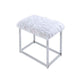 ACME Adao Vanity Mirror & Stool, Faux Fur, Mirror, White & Chrome Finish FredCo