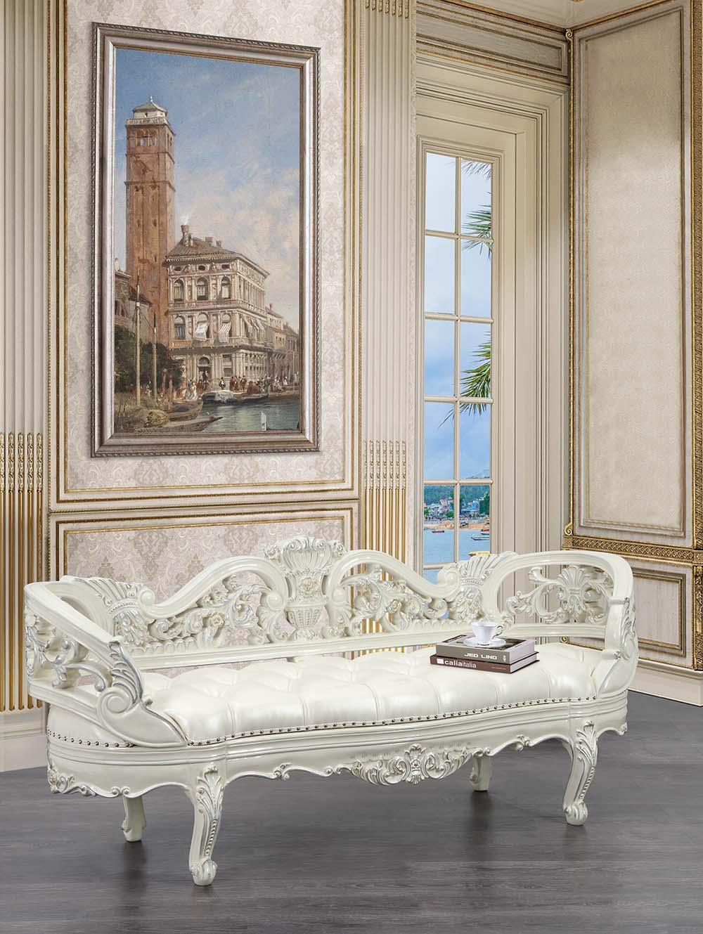ACME Adara Bench, Antique White Finish FredCo