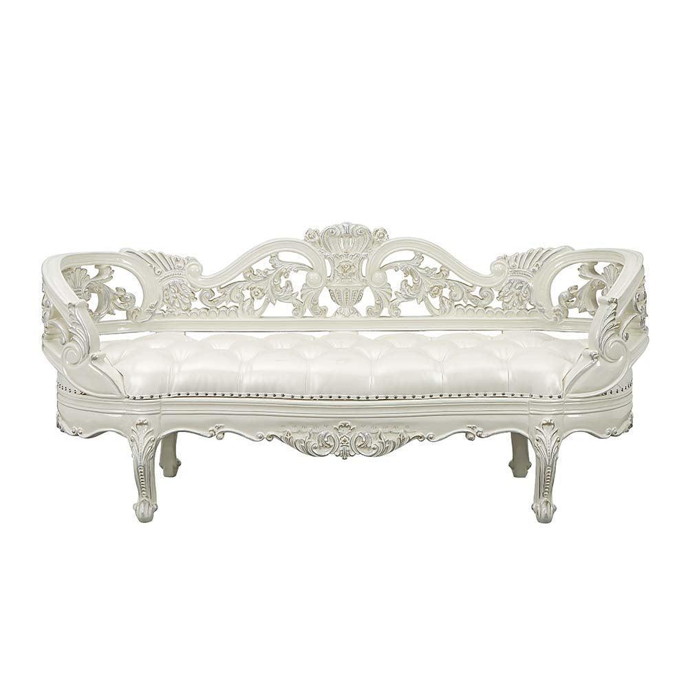 ACME Adara Bench, Antique White Finish FredCo