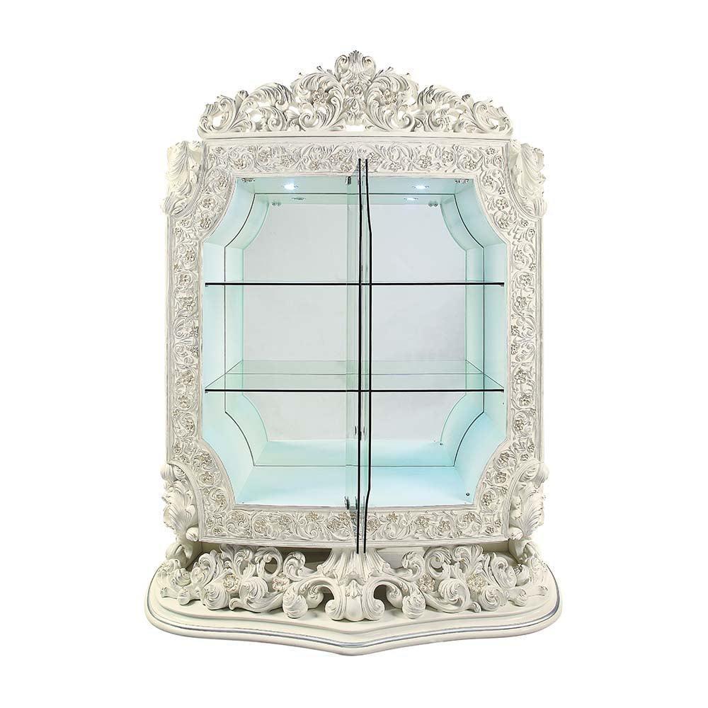 ACME Adara Curio , Antique White Finish FredCo