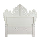 ACME Adara Eastern King Bed, White PU & Antique White Finish FredCo