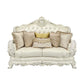 ACME Adara Loveseat w/5 Pillows, White PU & Antique White Finish FredCo