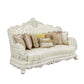 ACME Adara Sofa w/7 Pillows, White PU & Antique White Finish FredCo