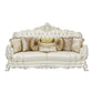 ACME Adara Sofa w/7 Pillows, White PU & Antique White Finish FredCo