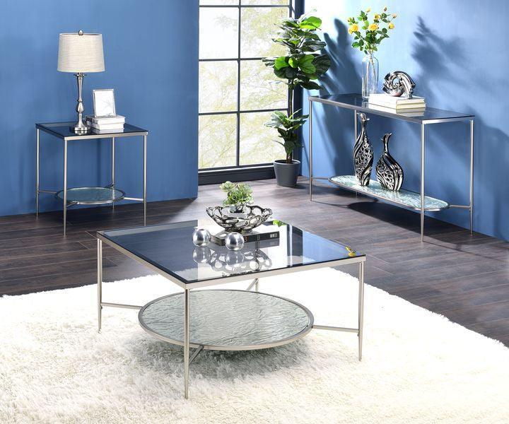 ACME Adelrik Sofa Table, Glass & Chrome Finish FredCo