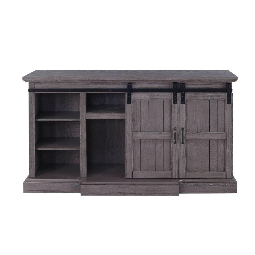 ACME Admon TV Stand w/Fireplace, Gray Oak FredCo