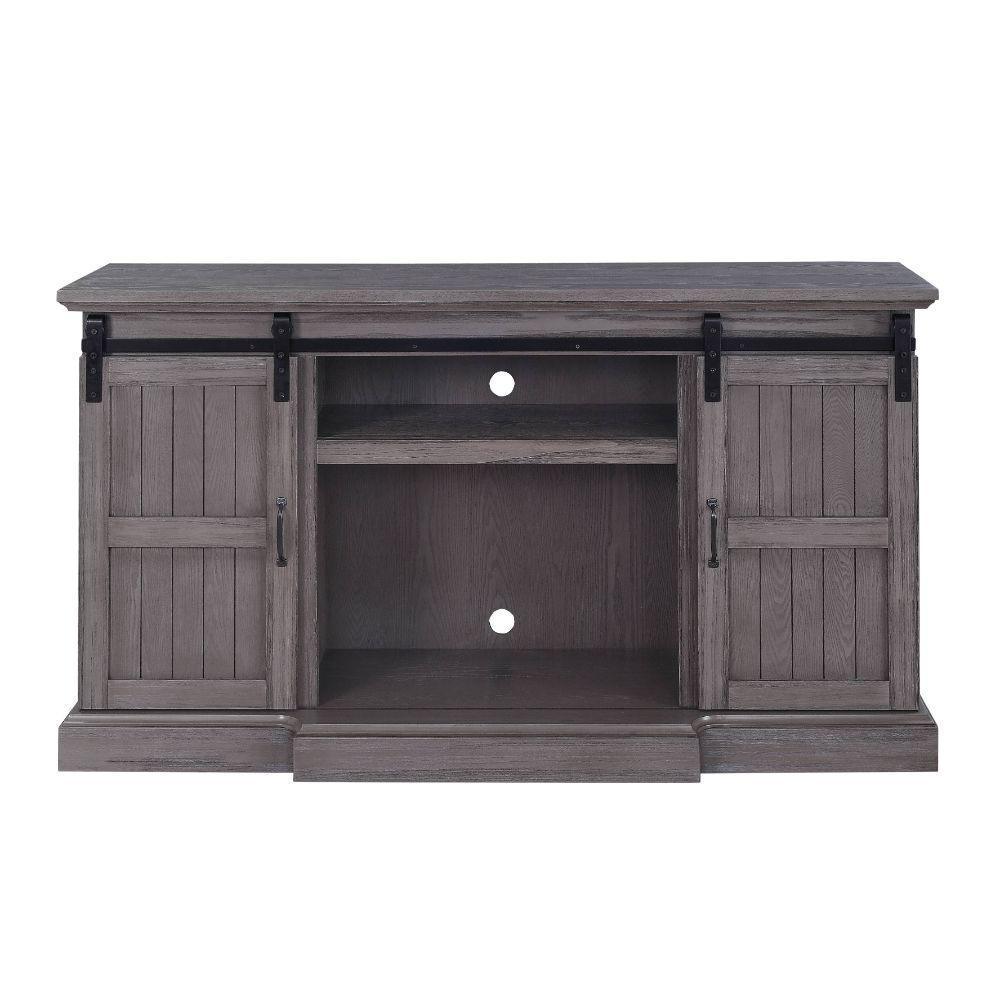 ACME Admon TV Stand w/Fireplace, Gray Oak FredCo