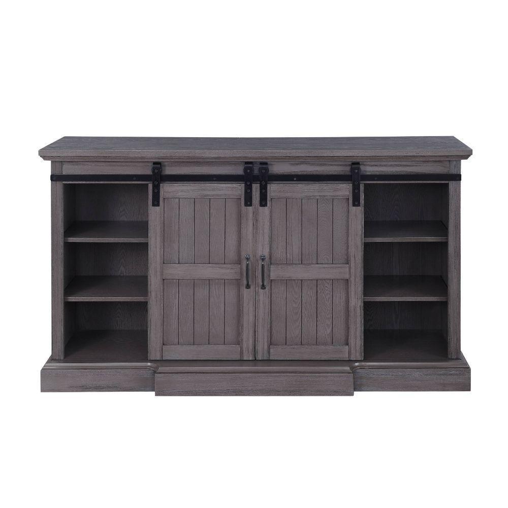 ACME Admon TV Stand w/Fireplace, Gray Oak FredCo