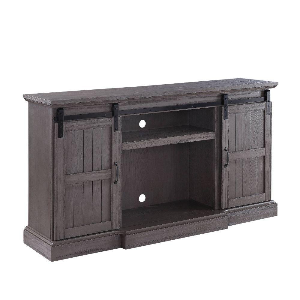 ACME Admon TV Stand w/Fireplace, Gray Oak FredCo