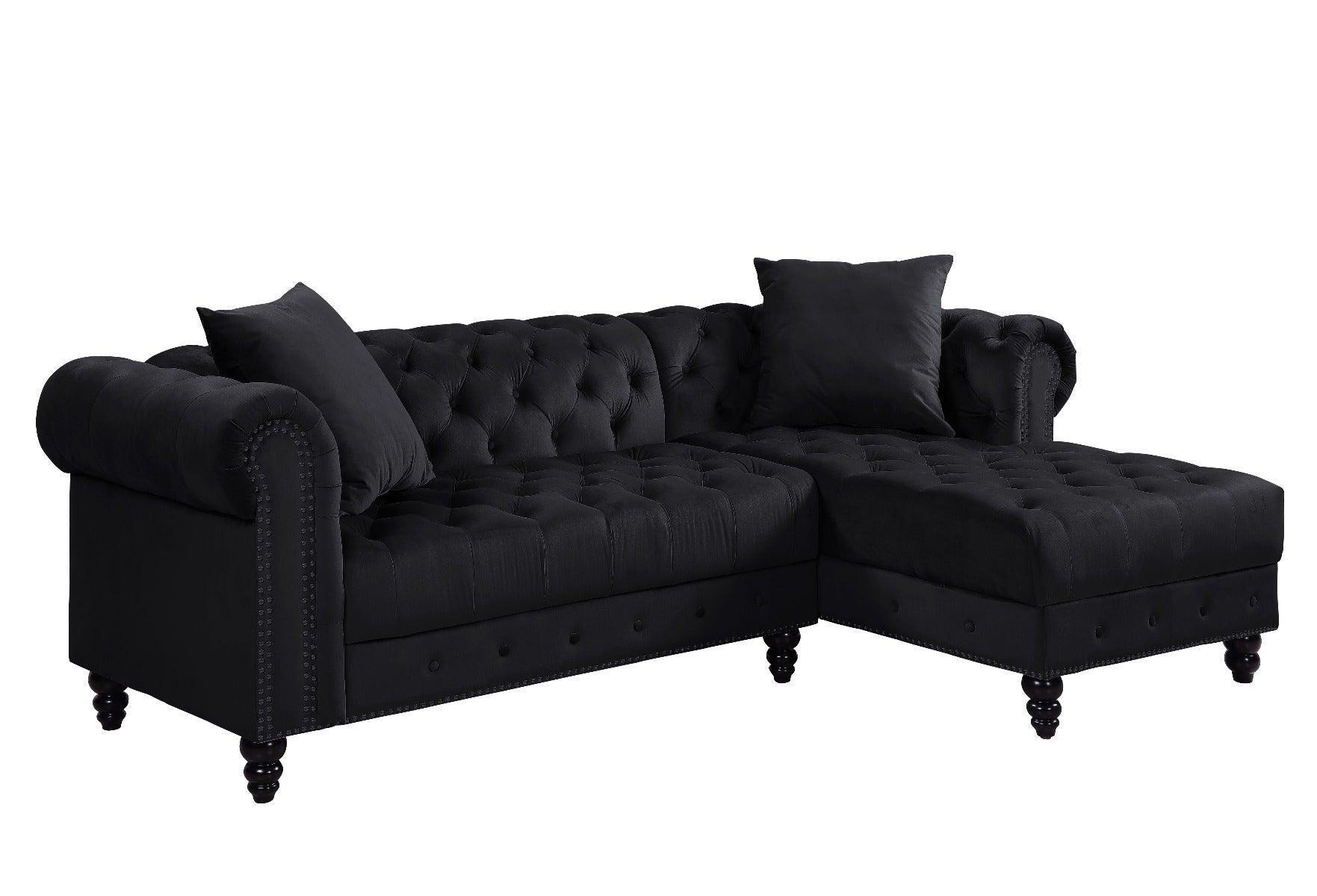 ACME Adnelis Sectional Sofa w/2 Pillows, Black Velvet FredCo
