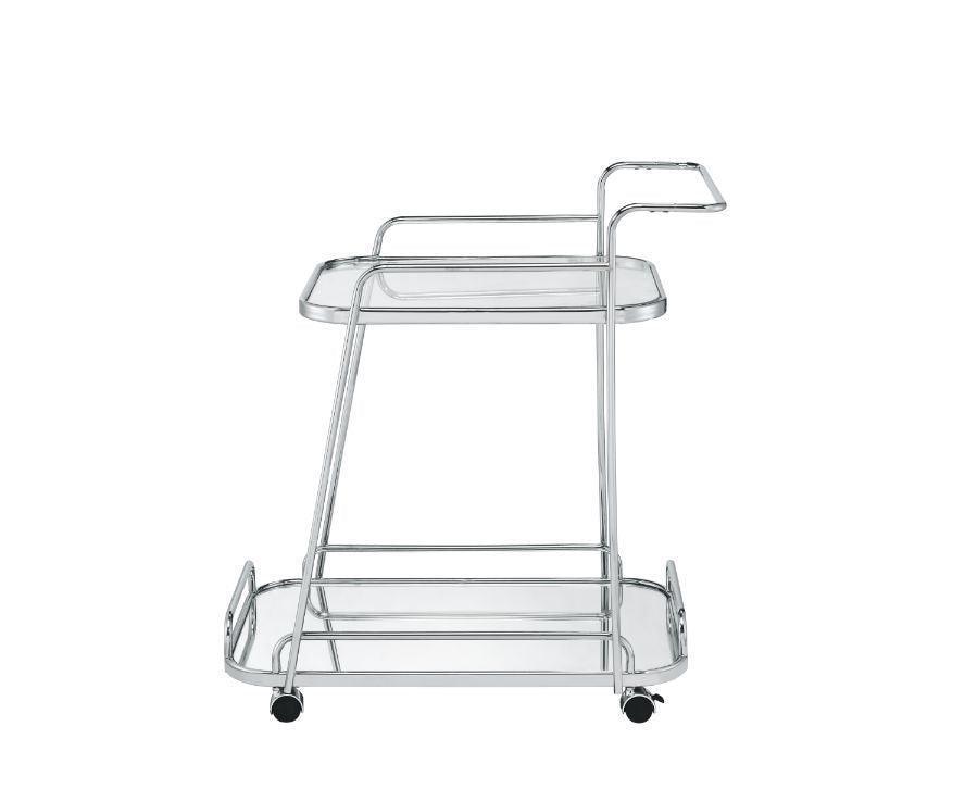 ACME Aegis Serving Cart, Clear Glass & Chrome Finish FredCo