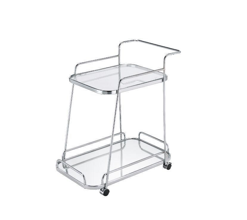 ACME Aegis Serving Cart, Clear Glass & Chrome Finish FredCo