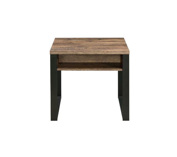 ACME Aflo End Table, Weathered Oak & Black Finish FredCo