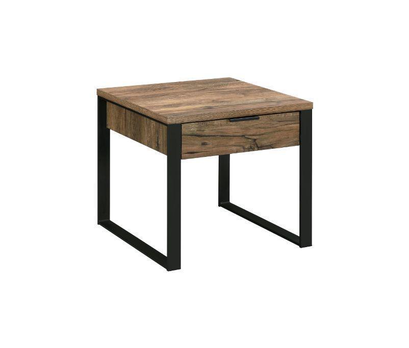 ACME Aflo End Table, Weathered Oak & Black Finish FredCo