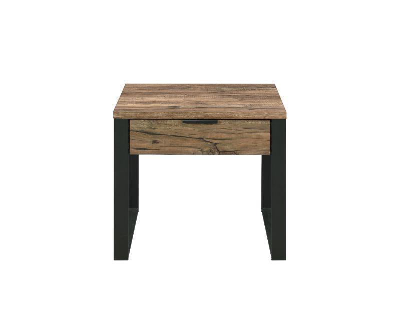 ACME Aflo End Table, Weathered Oak & Black Finish FredCo