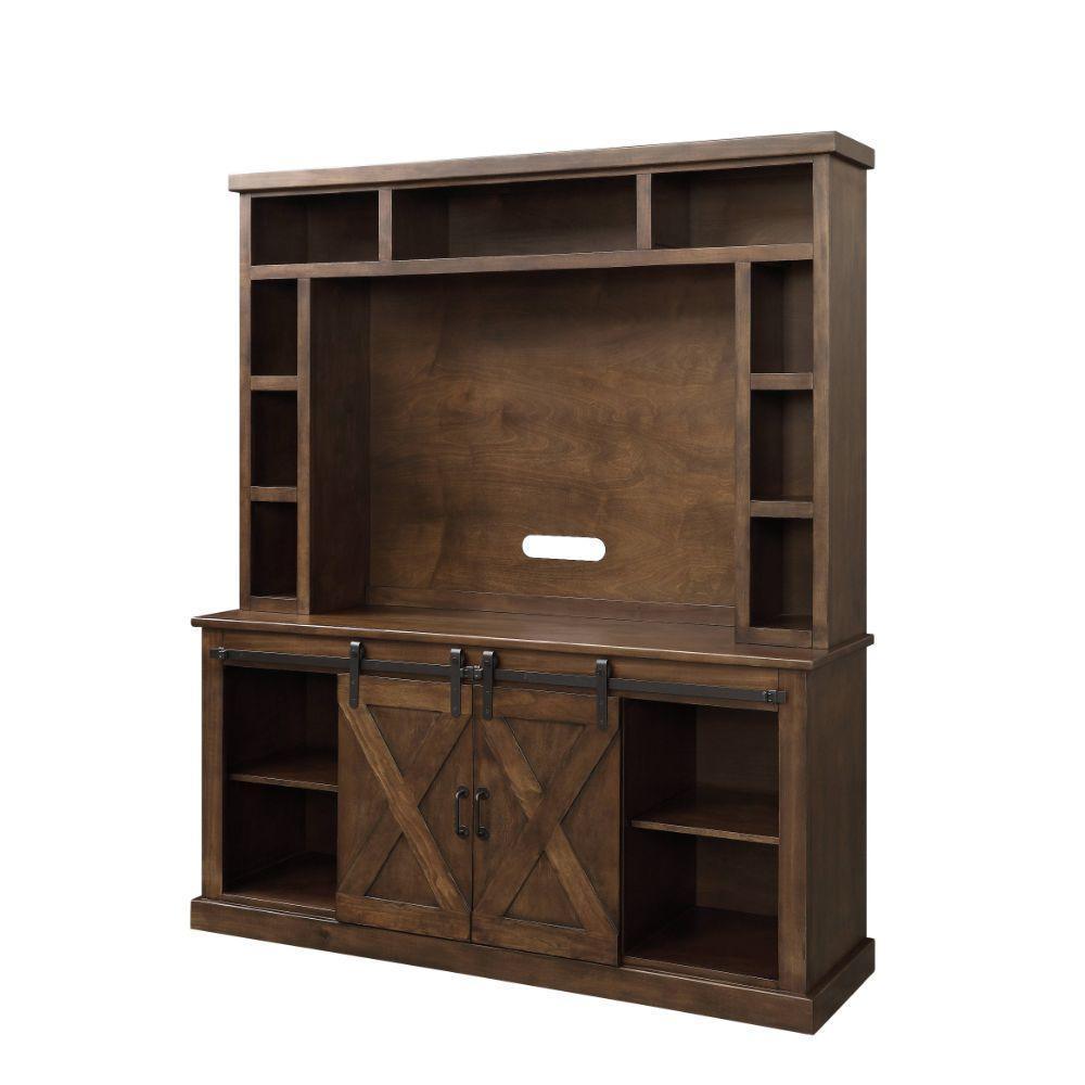 ACME Aksel Entertainment Center w/Fireplace, Walnut FredCo