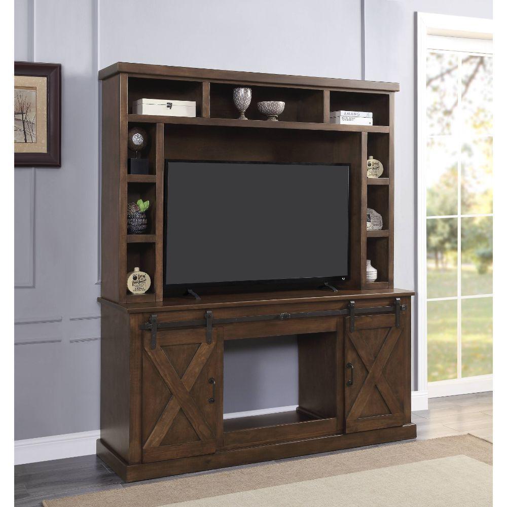 ACME Aksel Entertainment Center w/Fireplace, Walnut FredCo