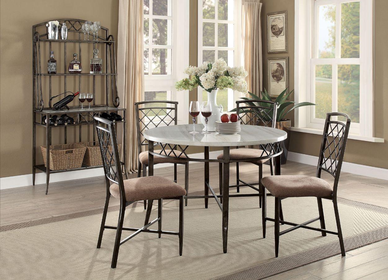 ACME Aldric Dining Table, Faux Marble & Antique FredCo