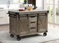 ACME Alforvott Kitchen Island, Marble & Weathered Gray Finish FredCo