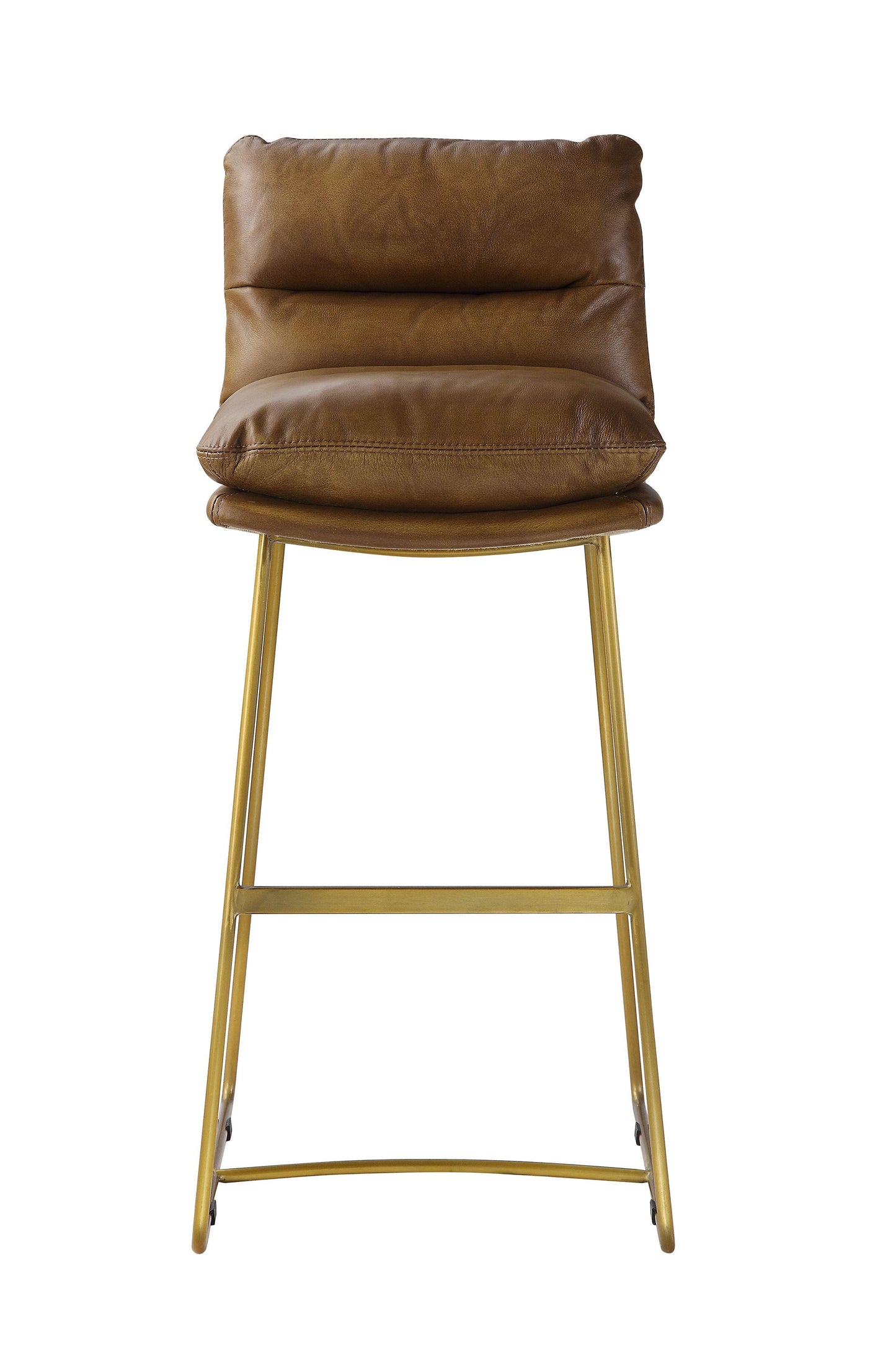 ACME Alsey Bar Chair (1Pc), Saddle Brown Top Grain Leather FredCo