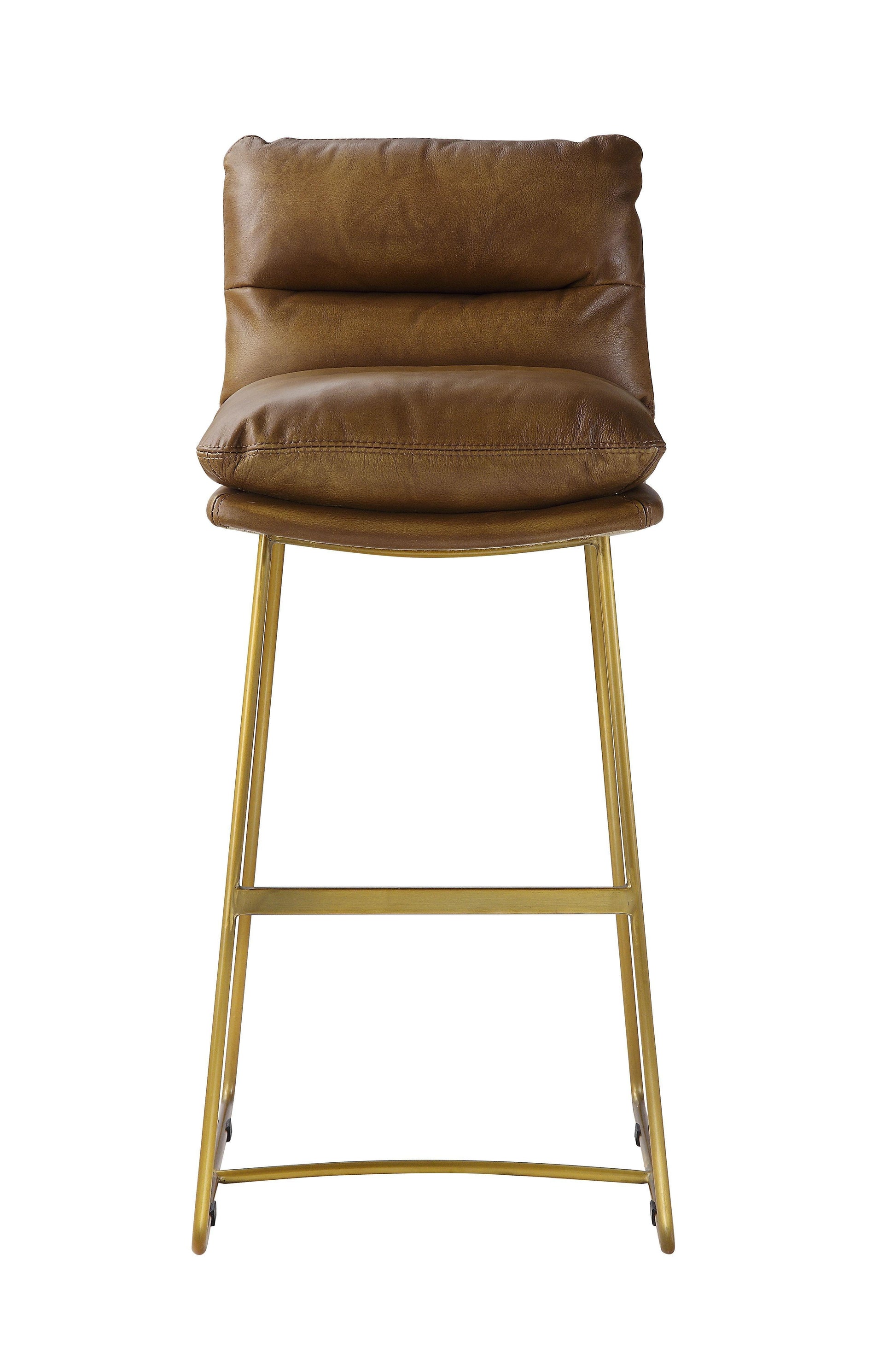 ACME Alsey Bar Chair (1Pc), Saddle Brown Top Grain Leather FredCo