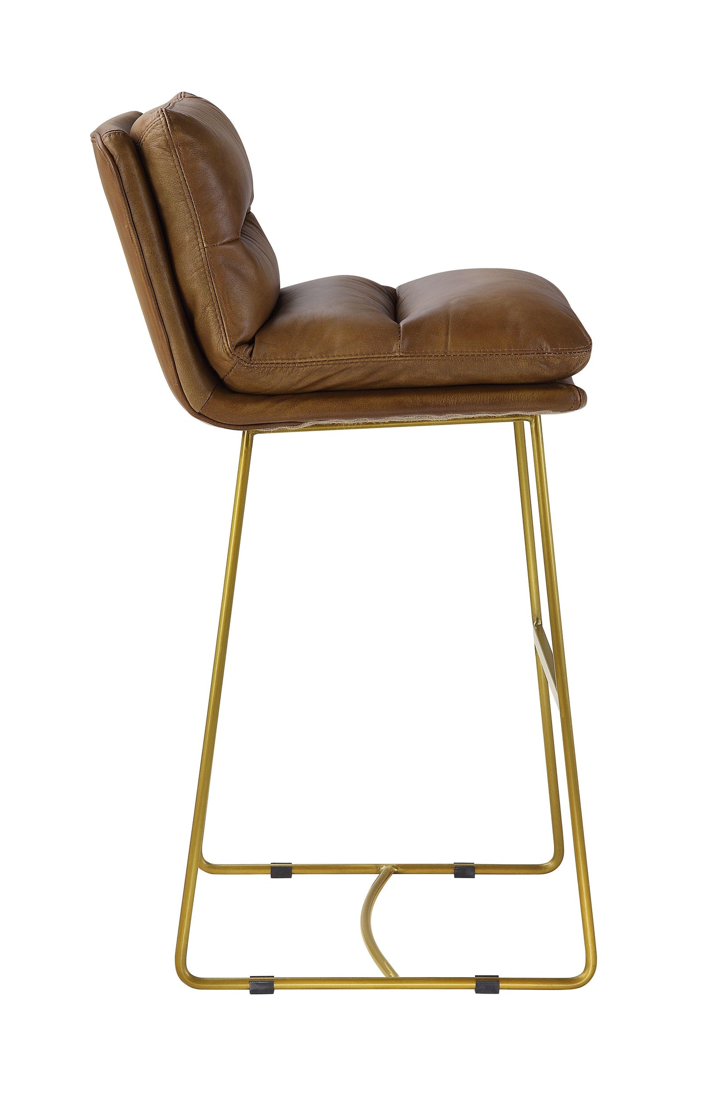 ACME Alsey Bar Chair (1Pc), Saddle Brown Top Grain Leather FredCo