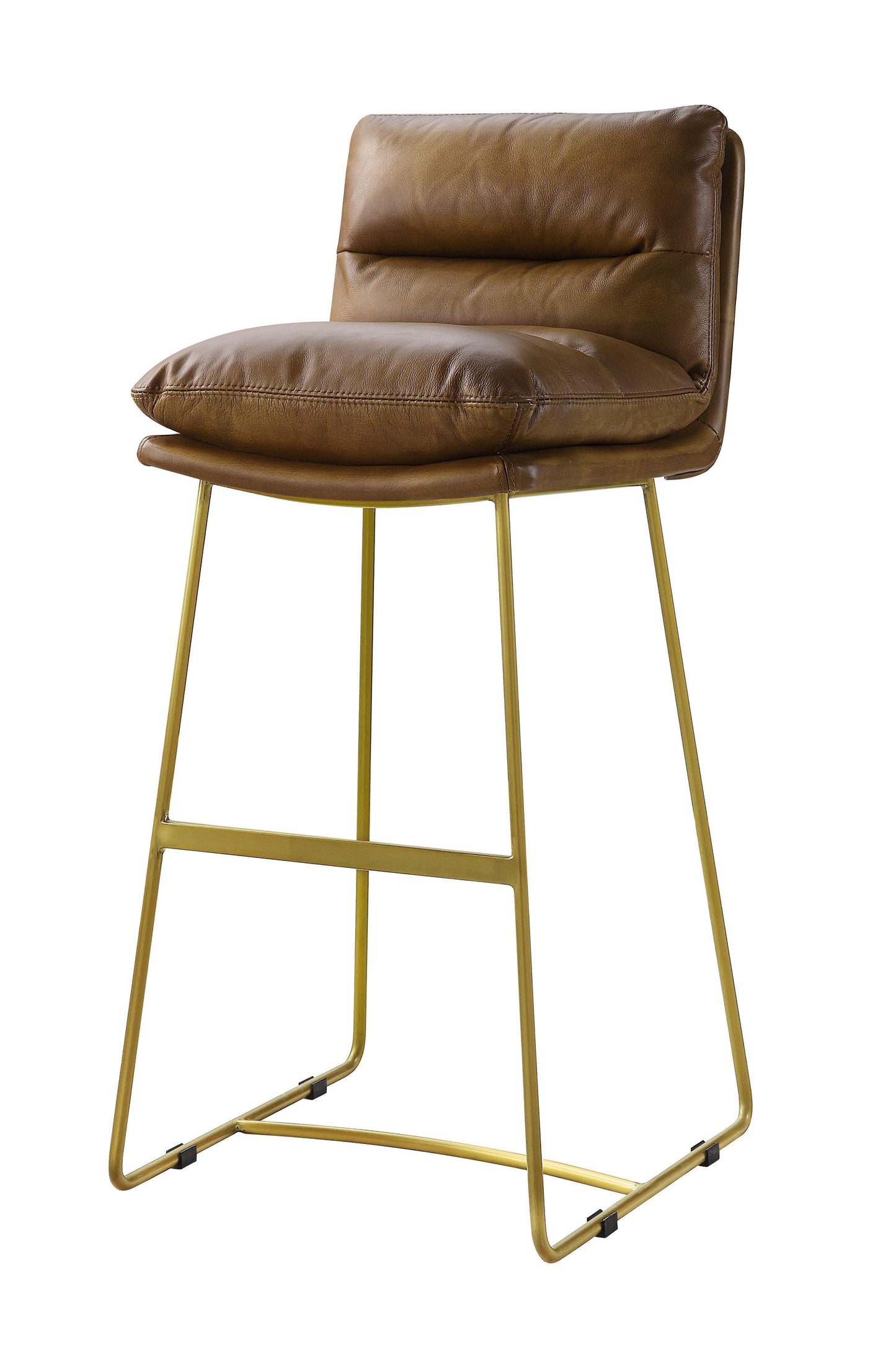 ACME Alsey Bar Chair (1Pc), Saddle Brown Top Grain Leather FredCo