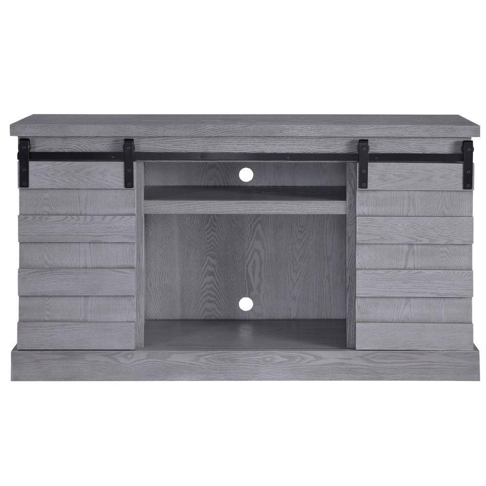 ACME Amrita TV Stand w/Fireplace, Gray Oak FredCo