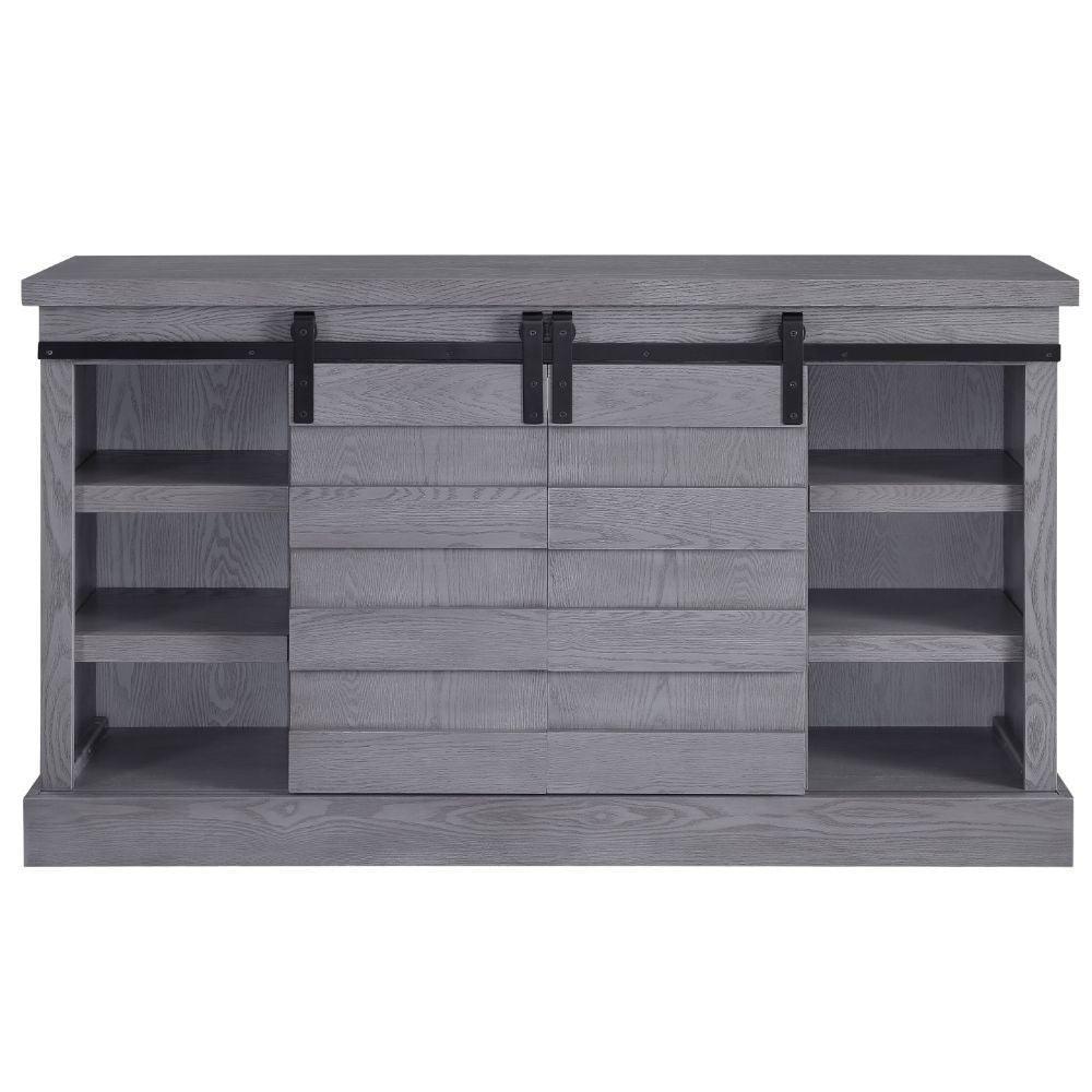 ACME Amrita TV Stand w/Fireplace, Gray Oak FredCo