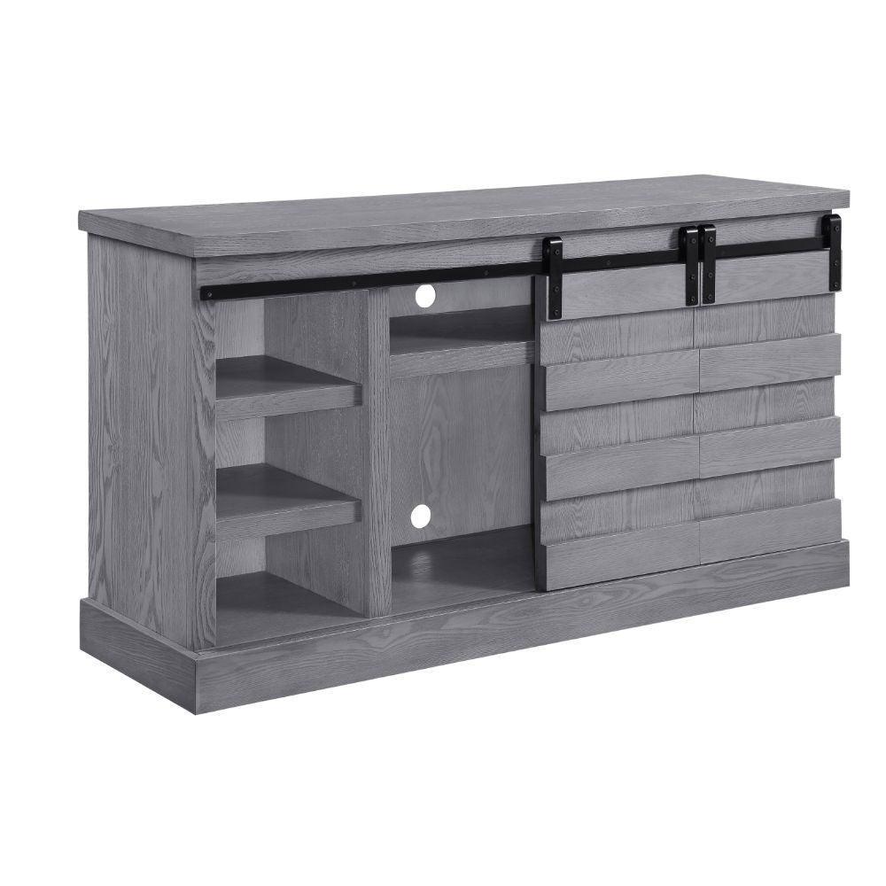 ACME Amrita TV Stand w/Fireplace, Gray Oak FredCo