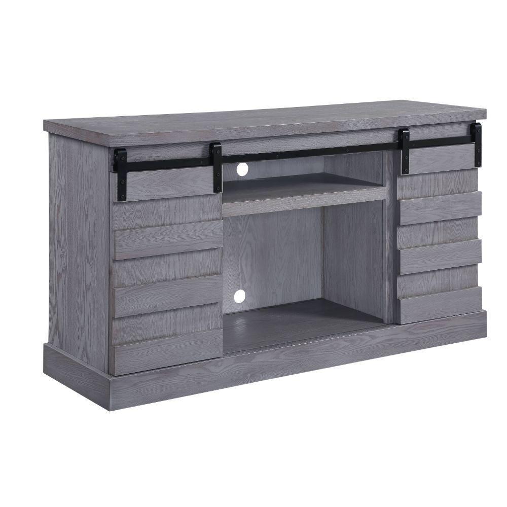 ACME Amrita TV Stand w/Fireplace, Gray Oak FredCo
