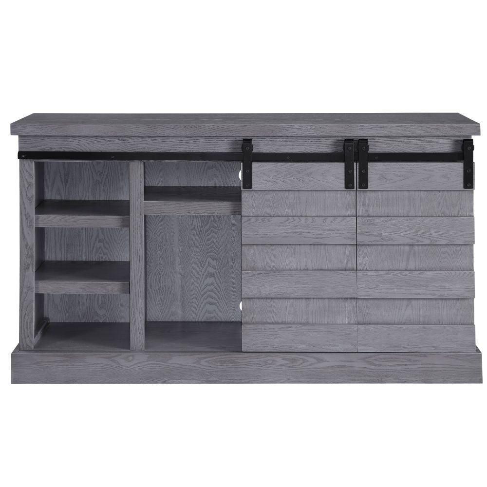 ACME Amrita TV Stand w/Fireplace, Gray Oak FredCo