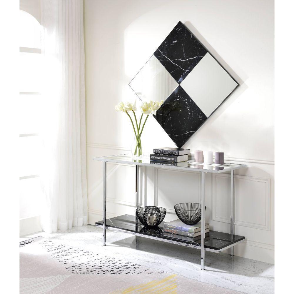ACME Angwin Wall Accent Mirror, Mirrored & Faux Marble FredCo