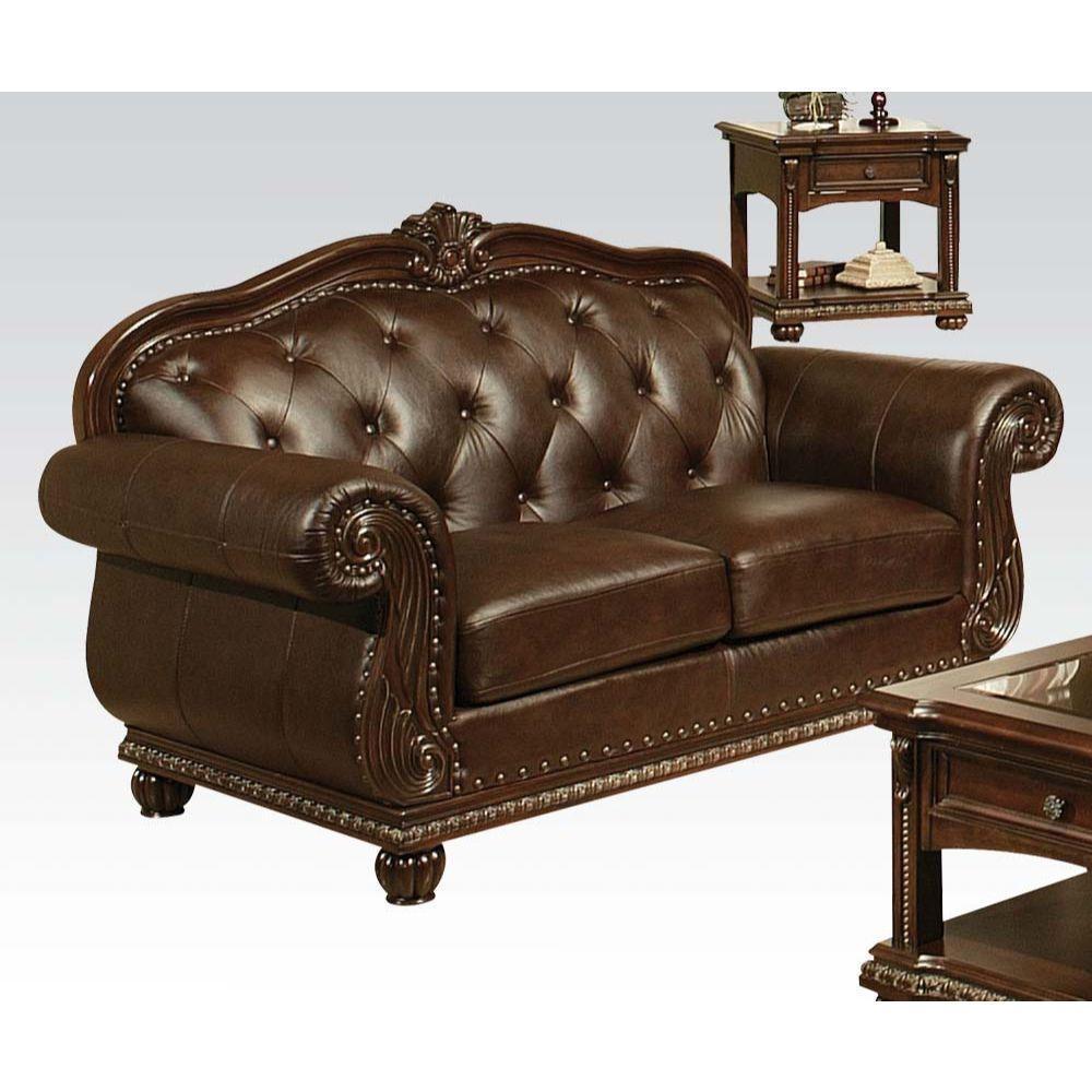 ACME Anondale Loveseat, Espresso Top Grain Leather Match